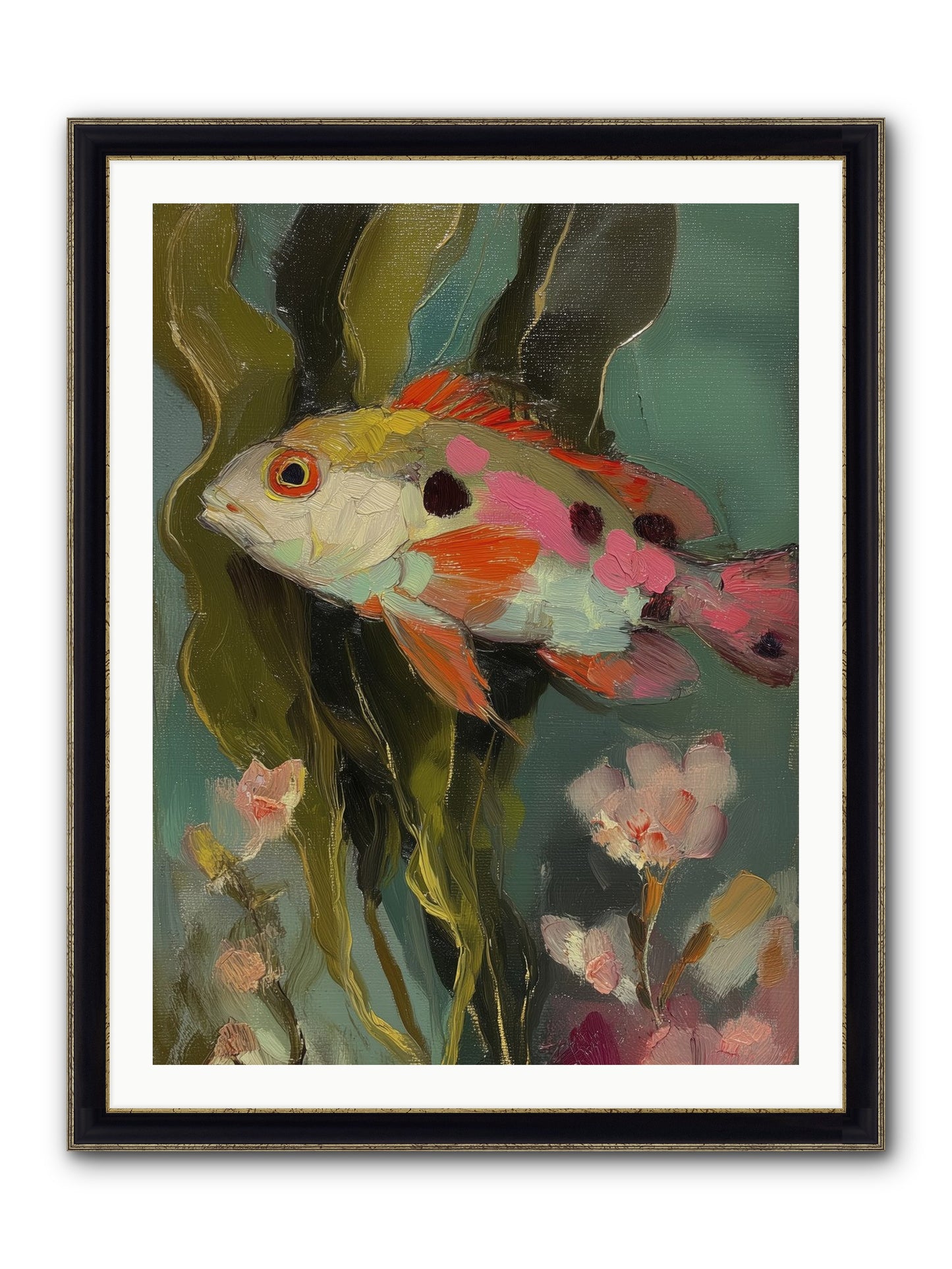 Honeyed Jewel Framed Print - Black & Gold 30x40