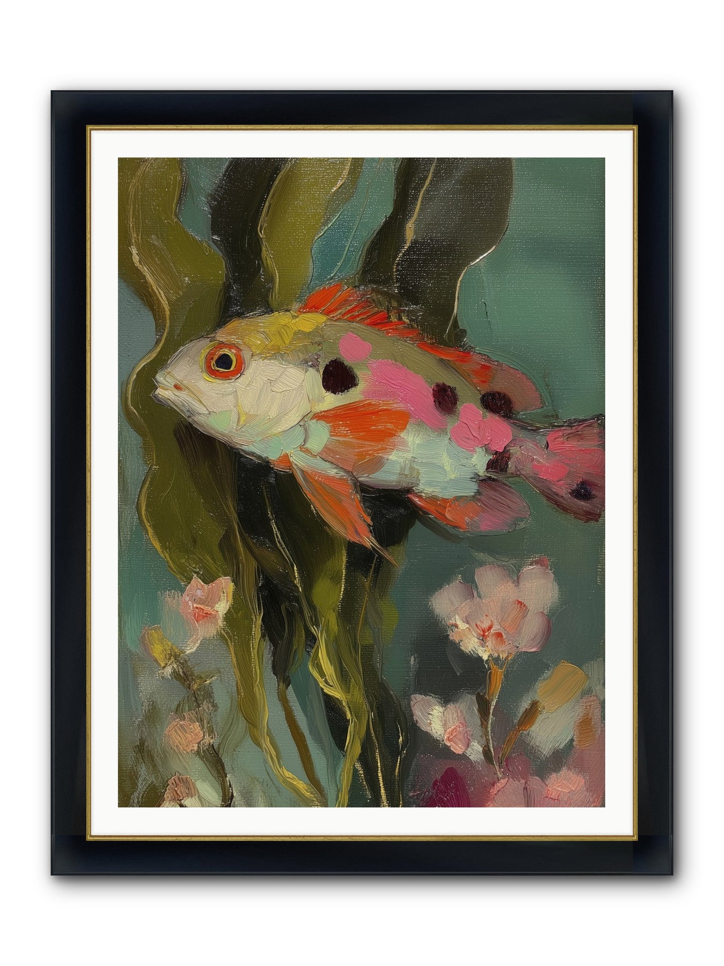 Honeyed Jewel Framed Print - Wide Black w/Gold 36x48