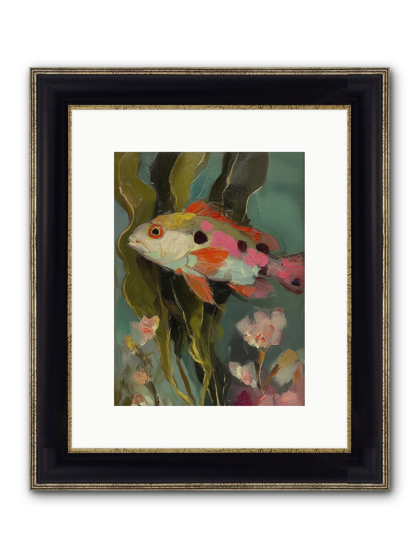 Honeyed Jewel Framed Print - Black & Gold 9x12