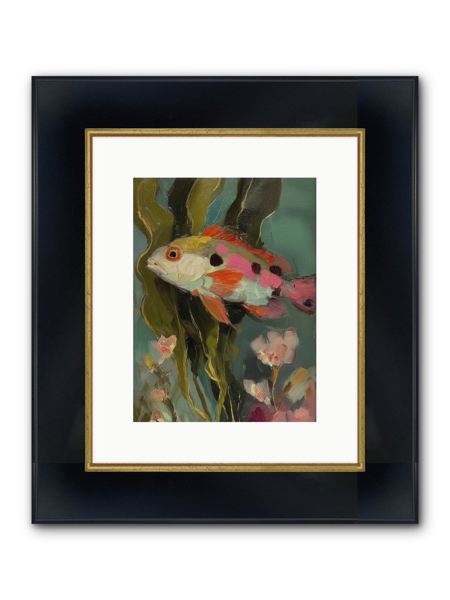 Honeyed Jewel Framed Print - Wide Black w/Gold 9x12