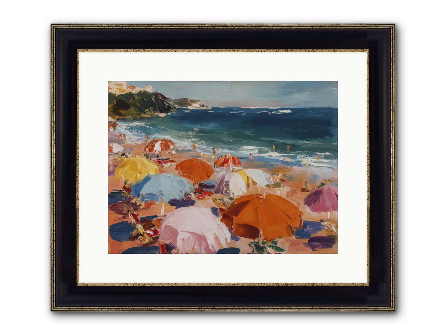 Honeyed Realm Framed Print - Black & Gold 16x12