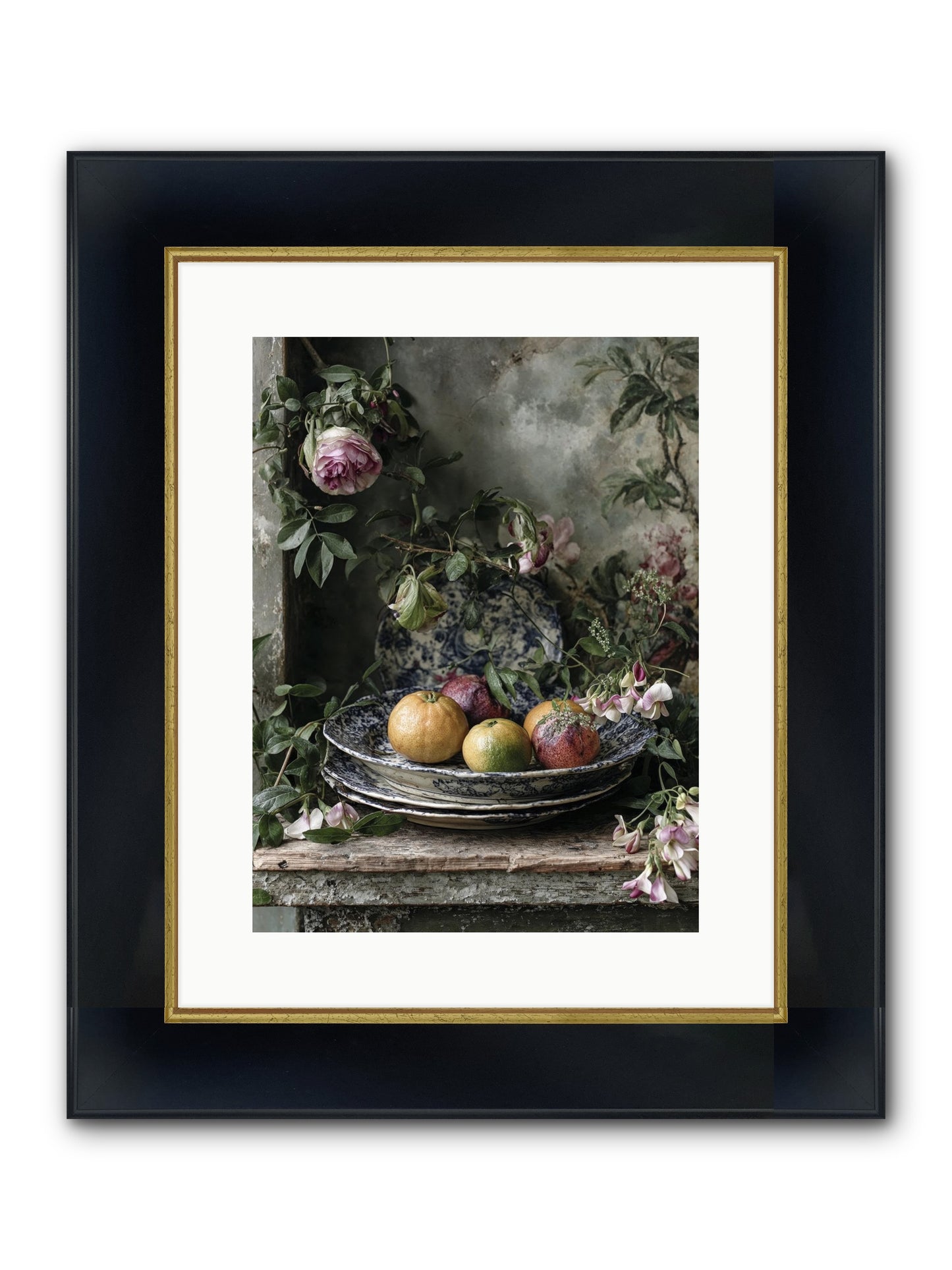 Honeysett Framed Print - Wide Black w/Gold 12x16