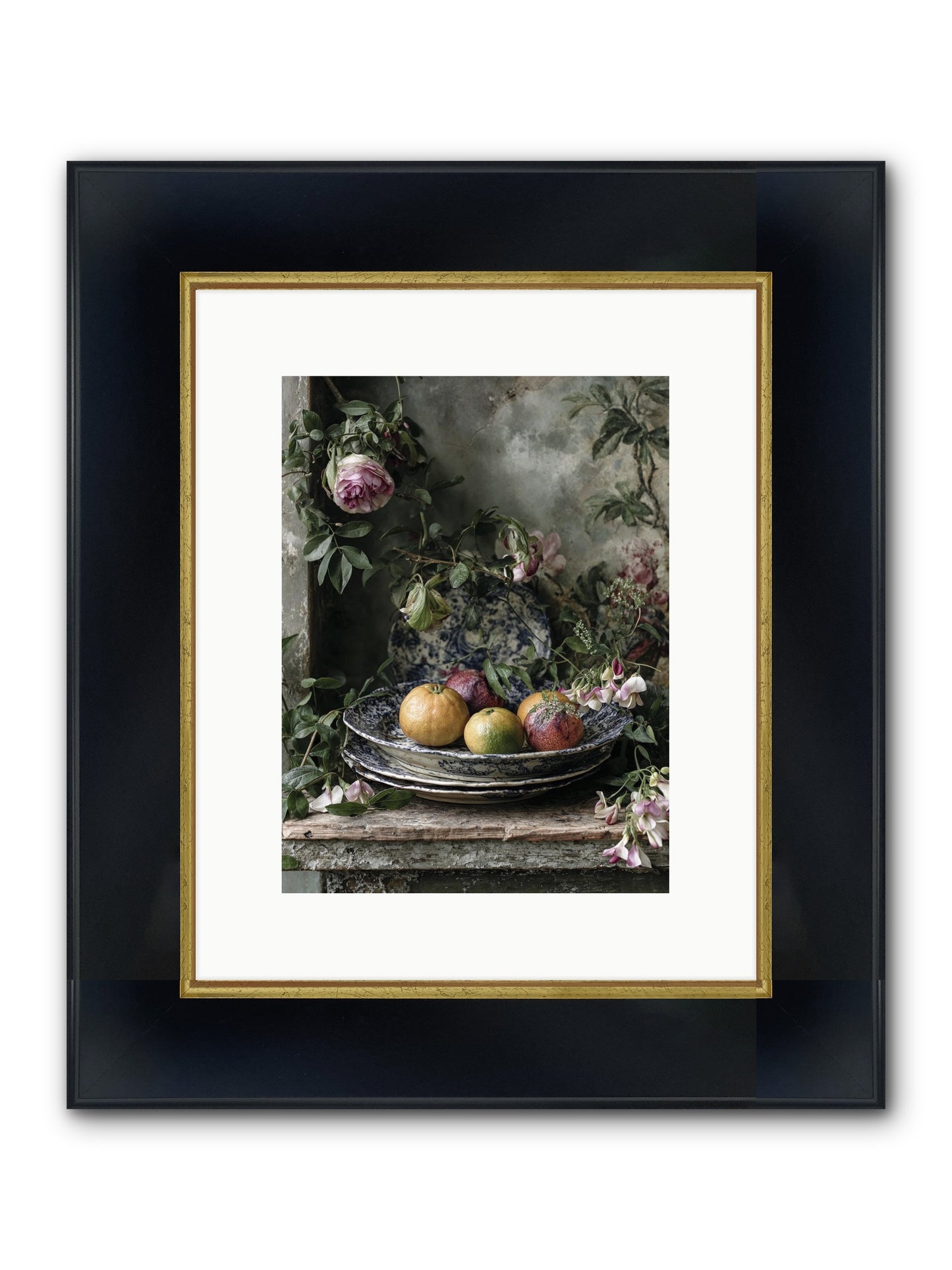 Honeysett Framed Print - Wide Black w/Gold 9x12