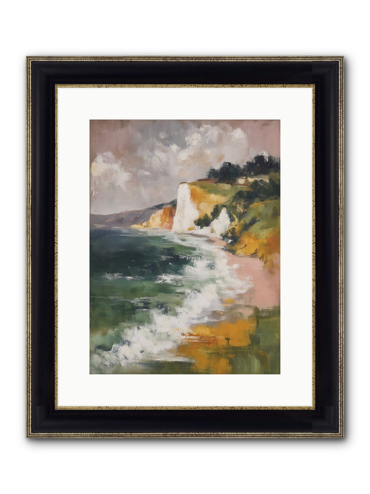 Honeysuckle Summer Framed Print - Black & Gold 12x16