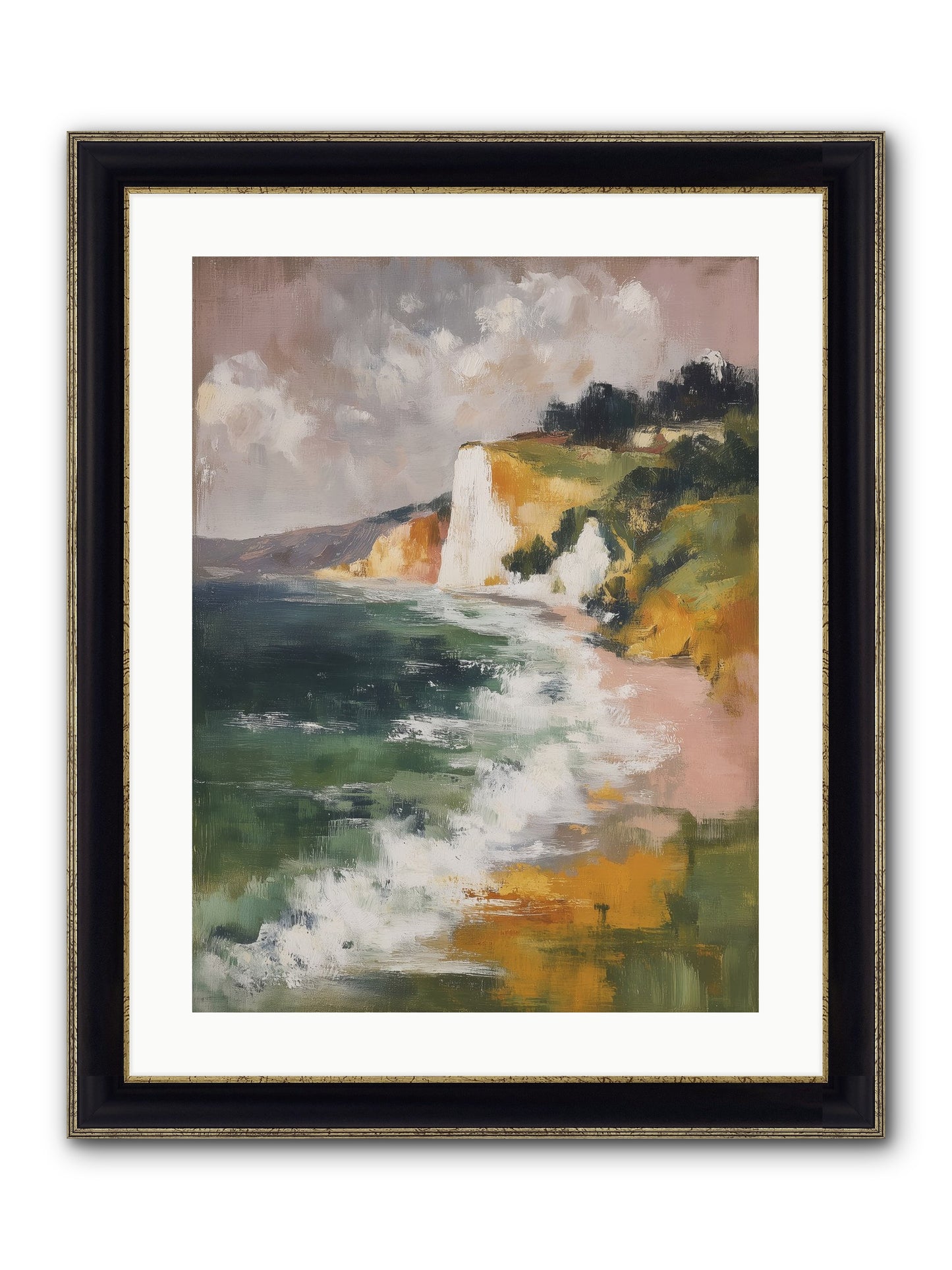 Honeysuckle Summer Framed Print - Black & Gold 18x24
