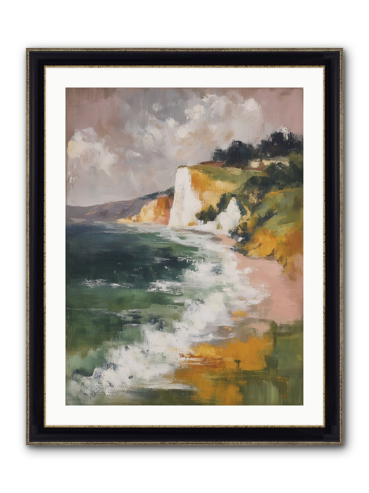 Honeysuckle Summer Framed Print - Black & Gold 24x32