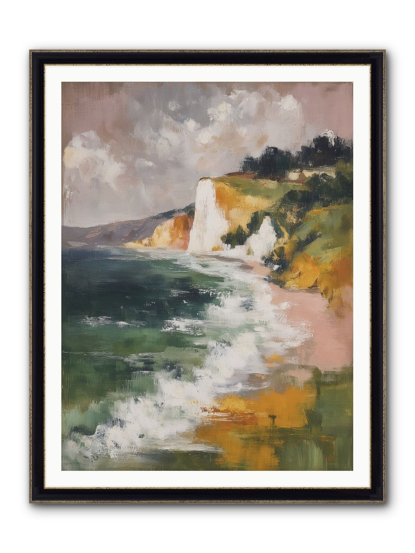Honeysuckle Summer Framed Print - Black & Gold 36x48