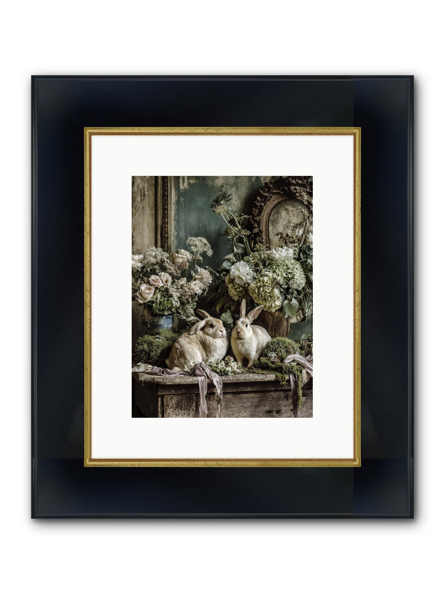 Honneur Framed Print - Wide Black w/Gold 9x12