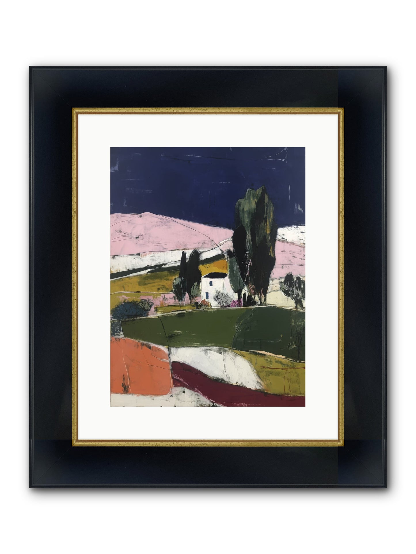 Horizon Of Cypress Framed Print - Wide Black w/Gold 12x16