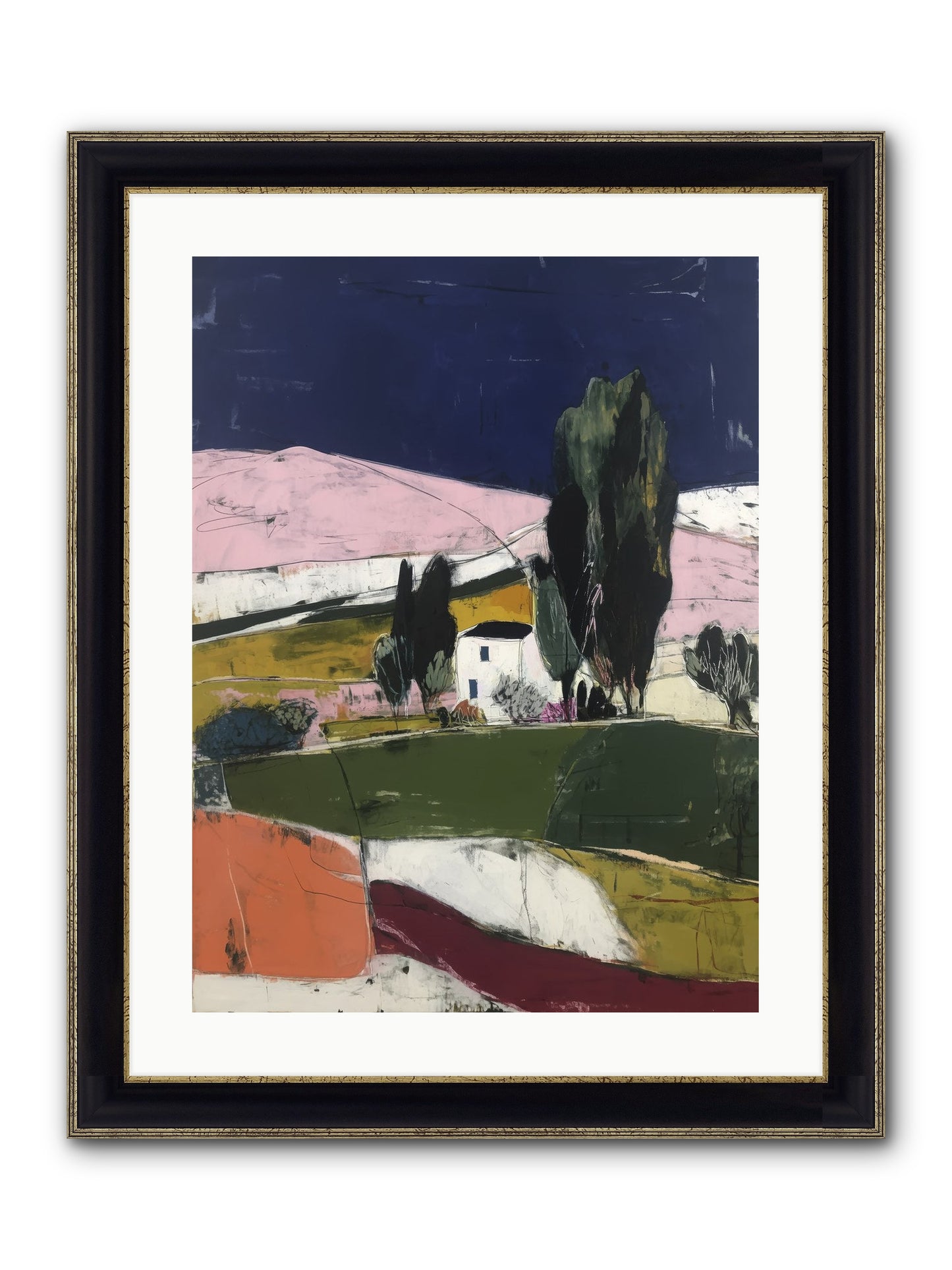 Horizon Of Cypress Framed Print - Black & Gold 18x24
