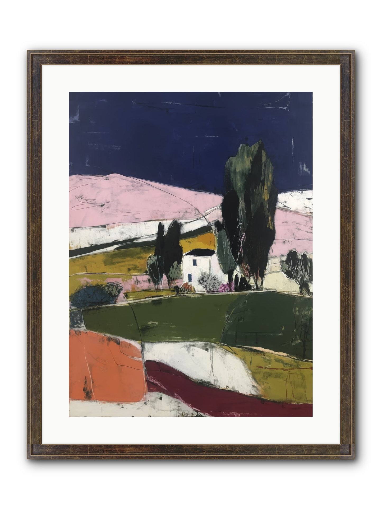 Horizon Of Cypress Framed Print - Slimwoods Black/Gold 18x24