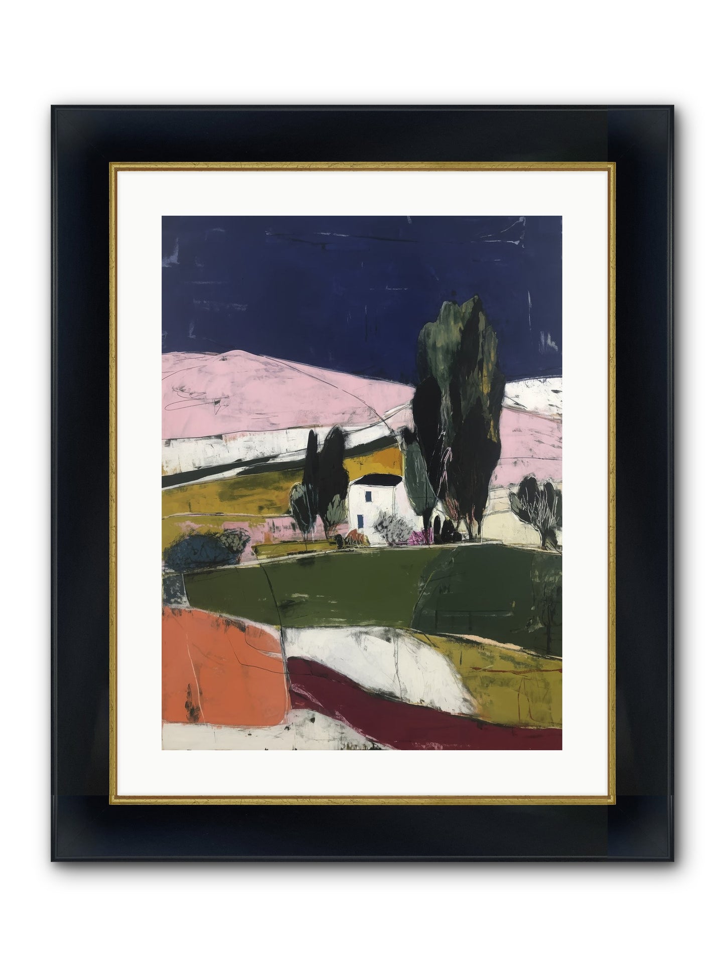 Horizon Of Cypress Framed Print - Wide Black w/Gold 18x24
