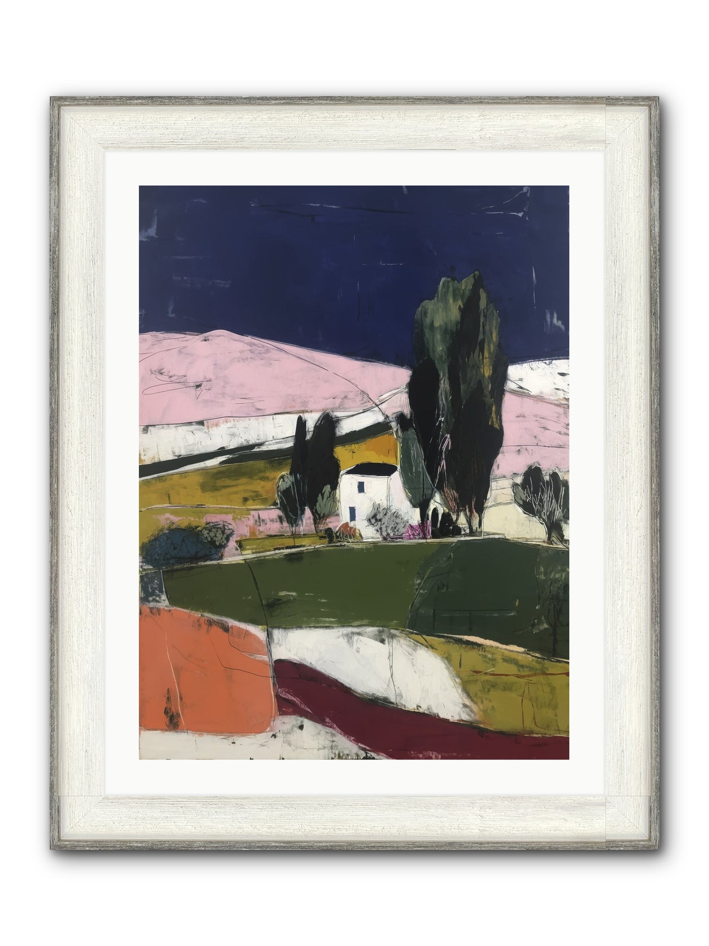 Horizon Of Cypress Framed Print - Driftwood White 24x32