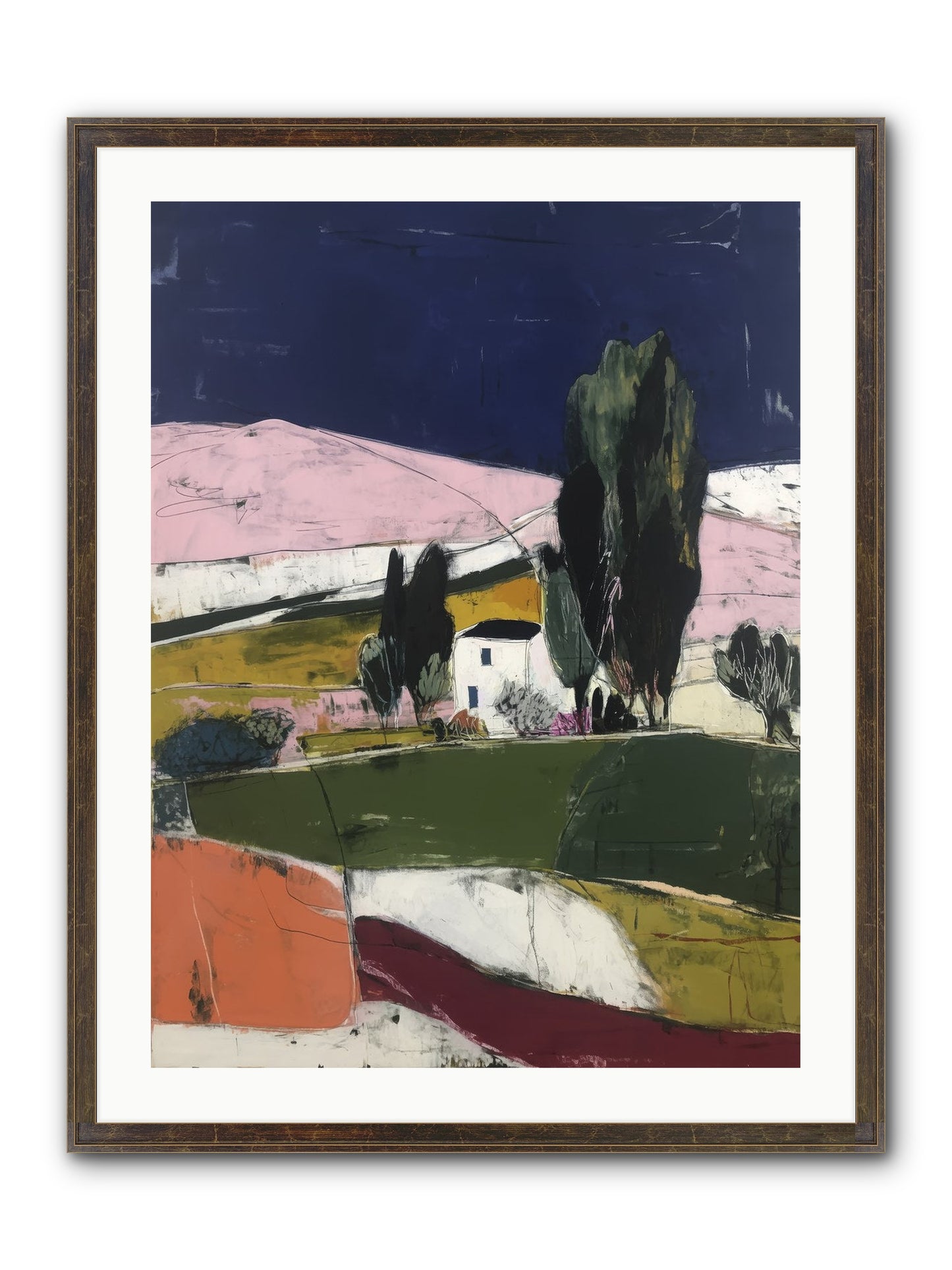 Horizon Of Cypress Framed Print - Slimwoods Black/Gold 24x32