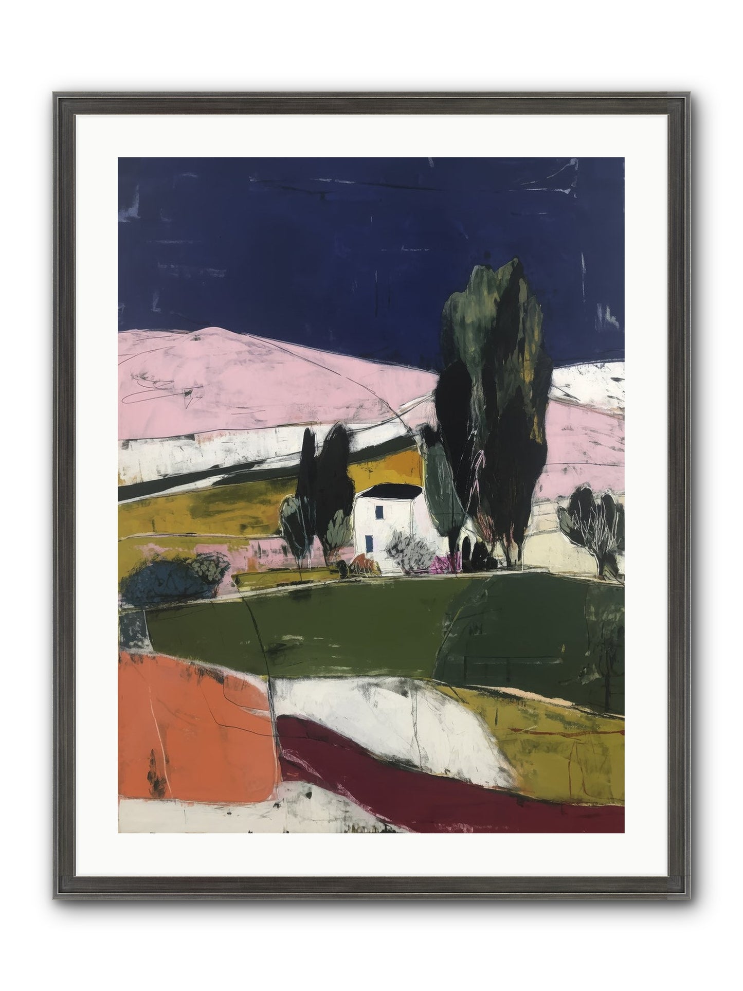 Horizon Of Cypress Framed Print - Slimwoods Black/Silver 24x32