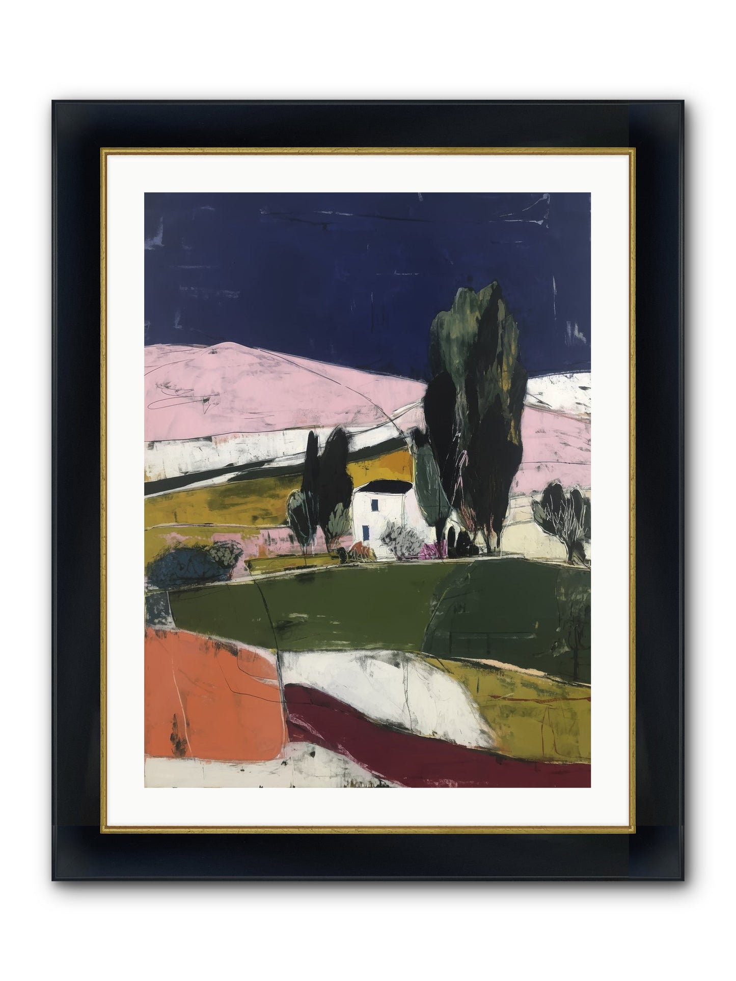 Horizon Of Cypress Framed Print - Wide Black w/Gold 24x32