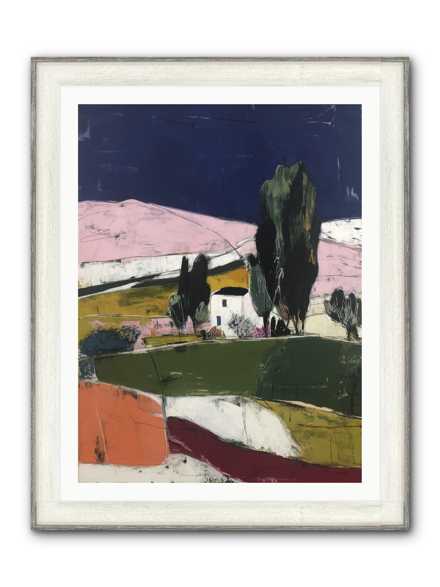 Horizon Of Cypress Framed Print - Driftwood White 30x40
