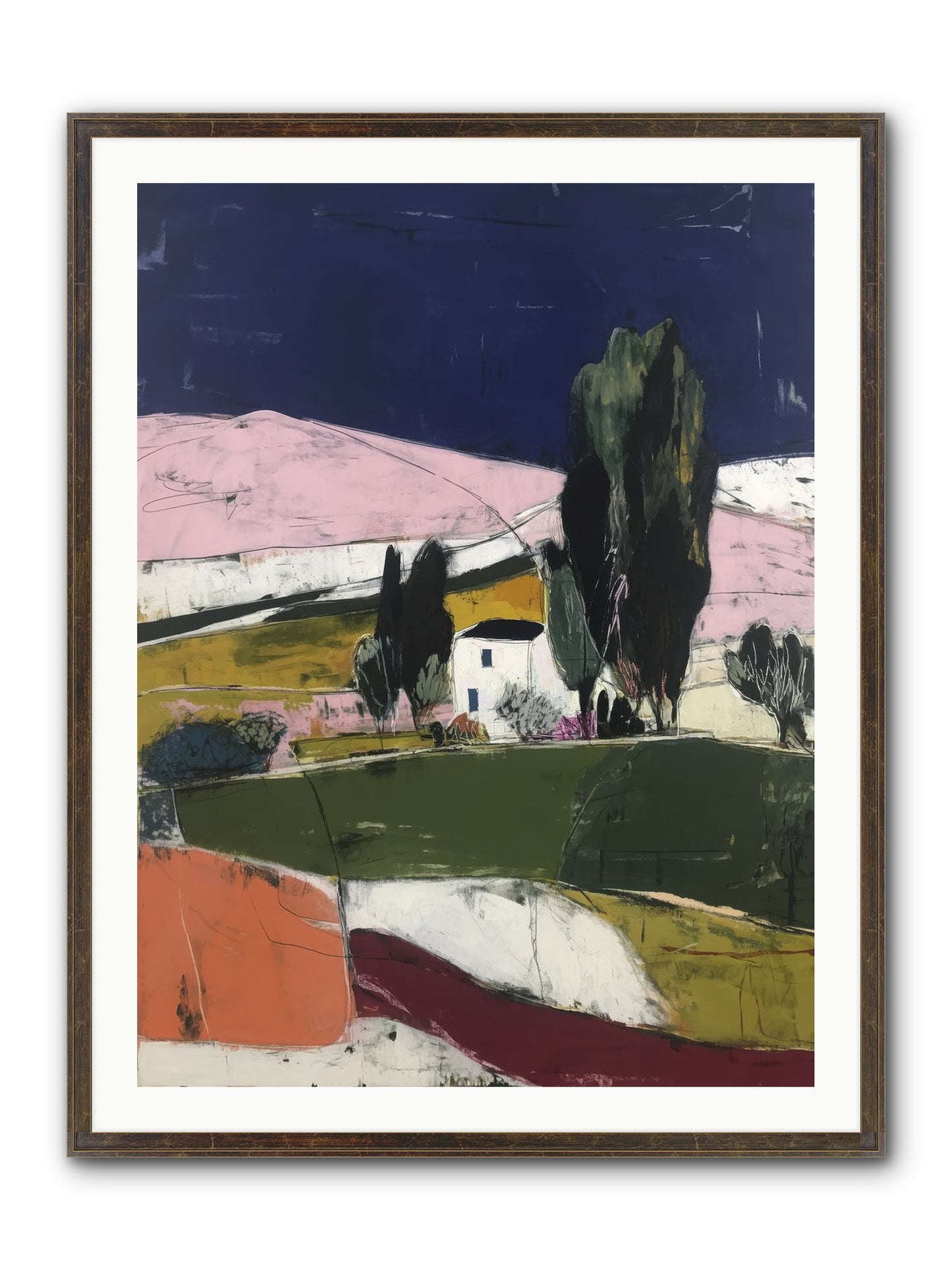 Horizon Of Cypress Framed Print - Slimwoods Black/Gold 30x40