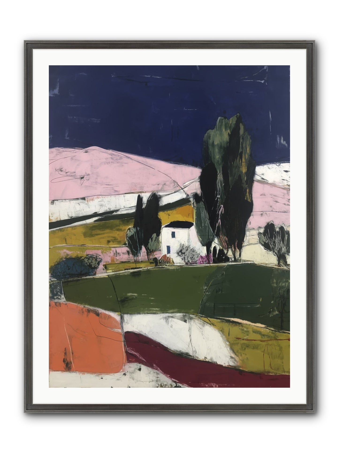 Horizon Of Cypress Framed Print - Slimwoods Black/Silver 30x40