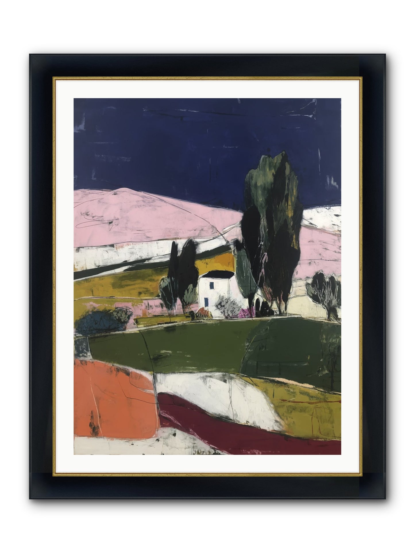 Horizon Of Cypress Framed Print - Wide Black w/Gold 30x40