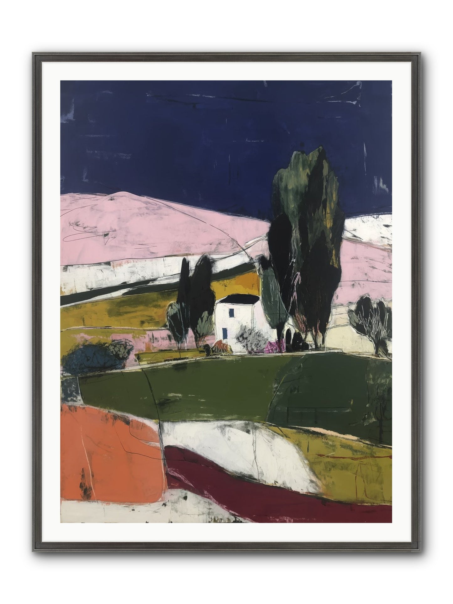 Horizon Of Cypress Framed Print - Slimwoods Black/Silver 36x48