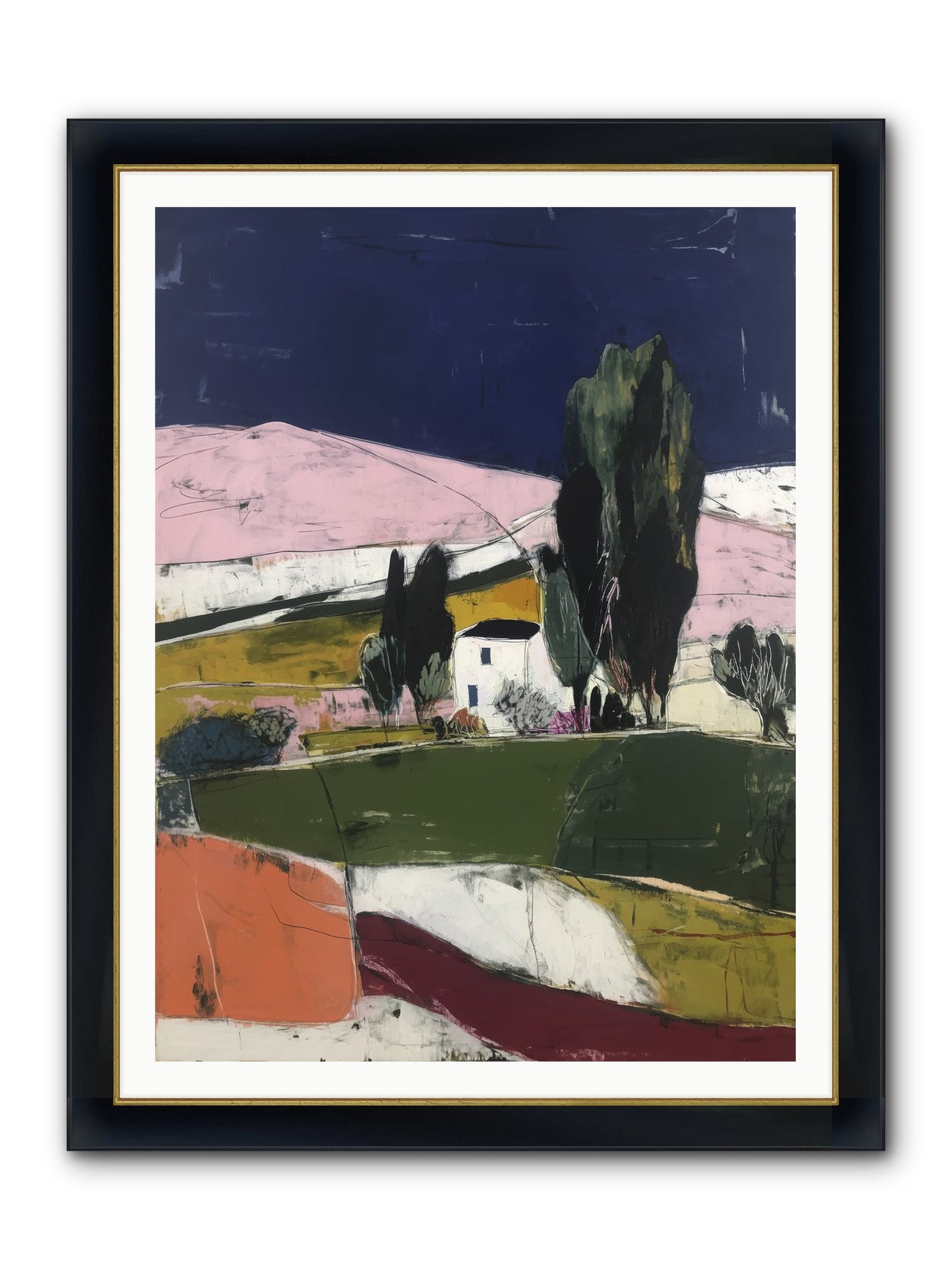 Horizon Of Cypress Framed Print - Wide Black w/Gold 36x48