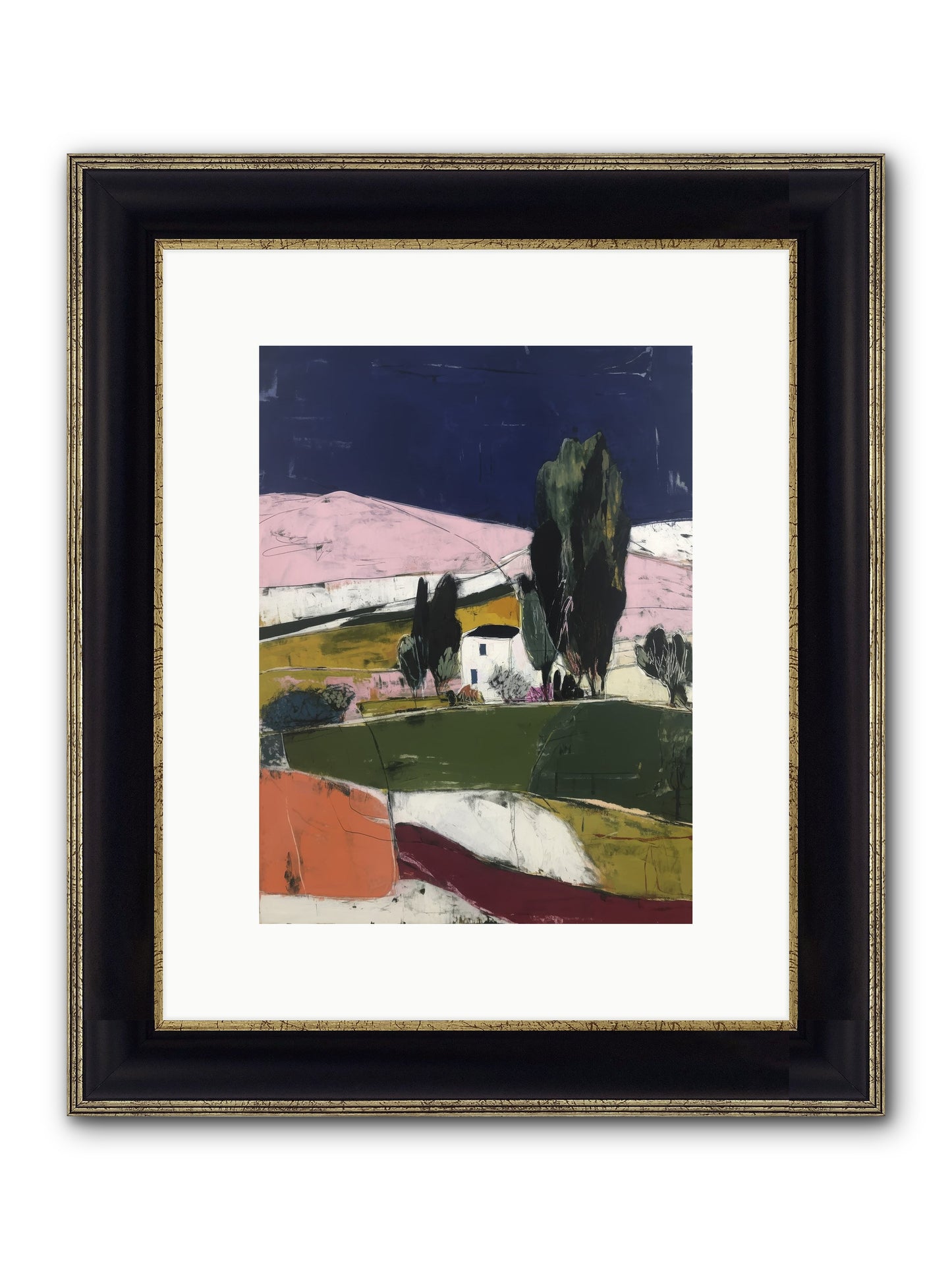 Horizon Of Cypress Framed Print - Black & Gold 9x12