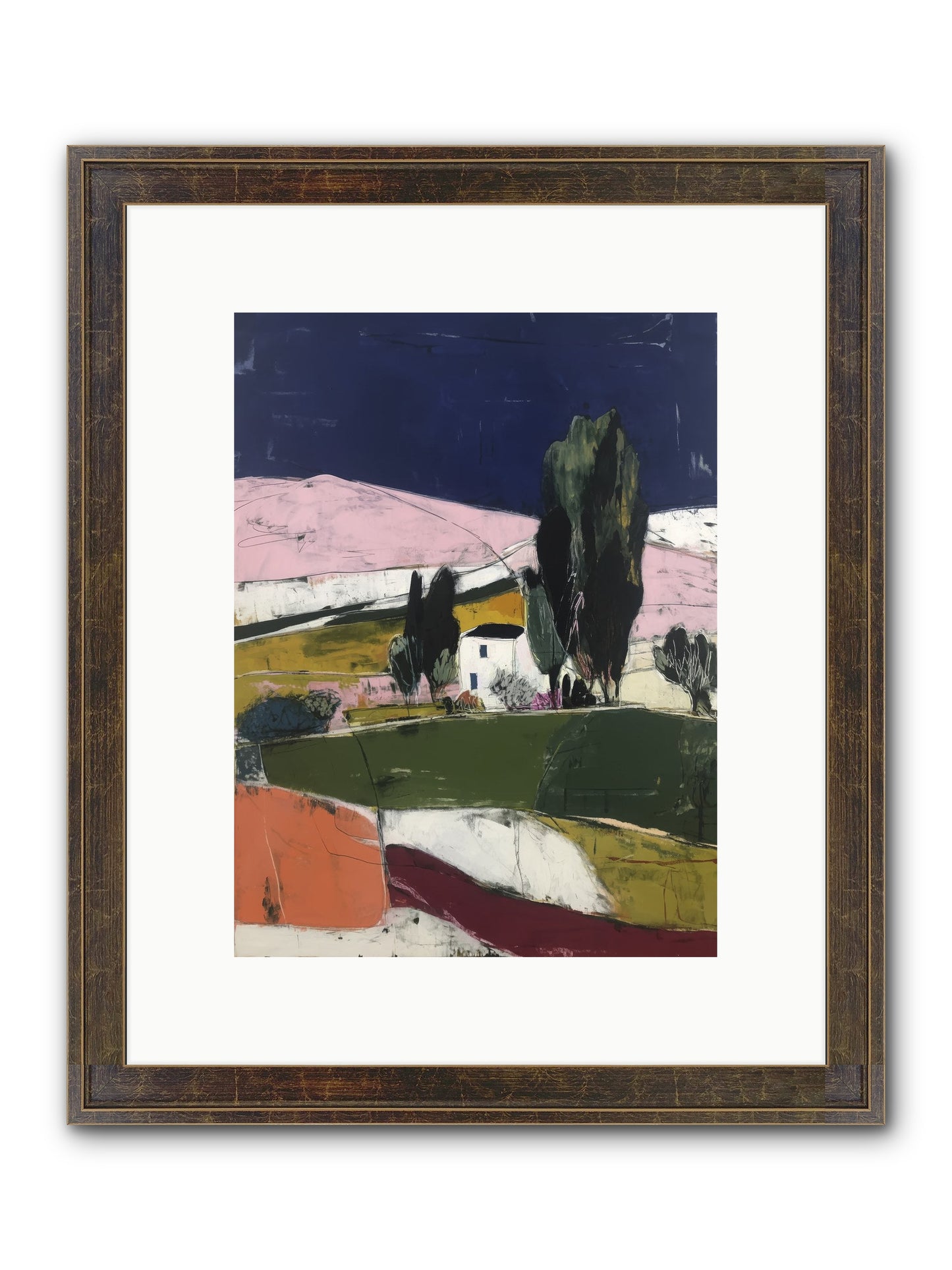 Horizon Of Cypress Framed Print - Slimwoods Black/Gold 9x12