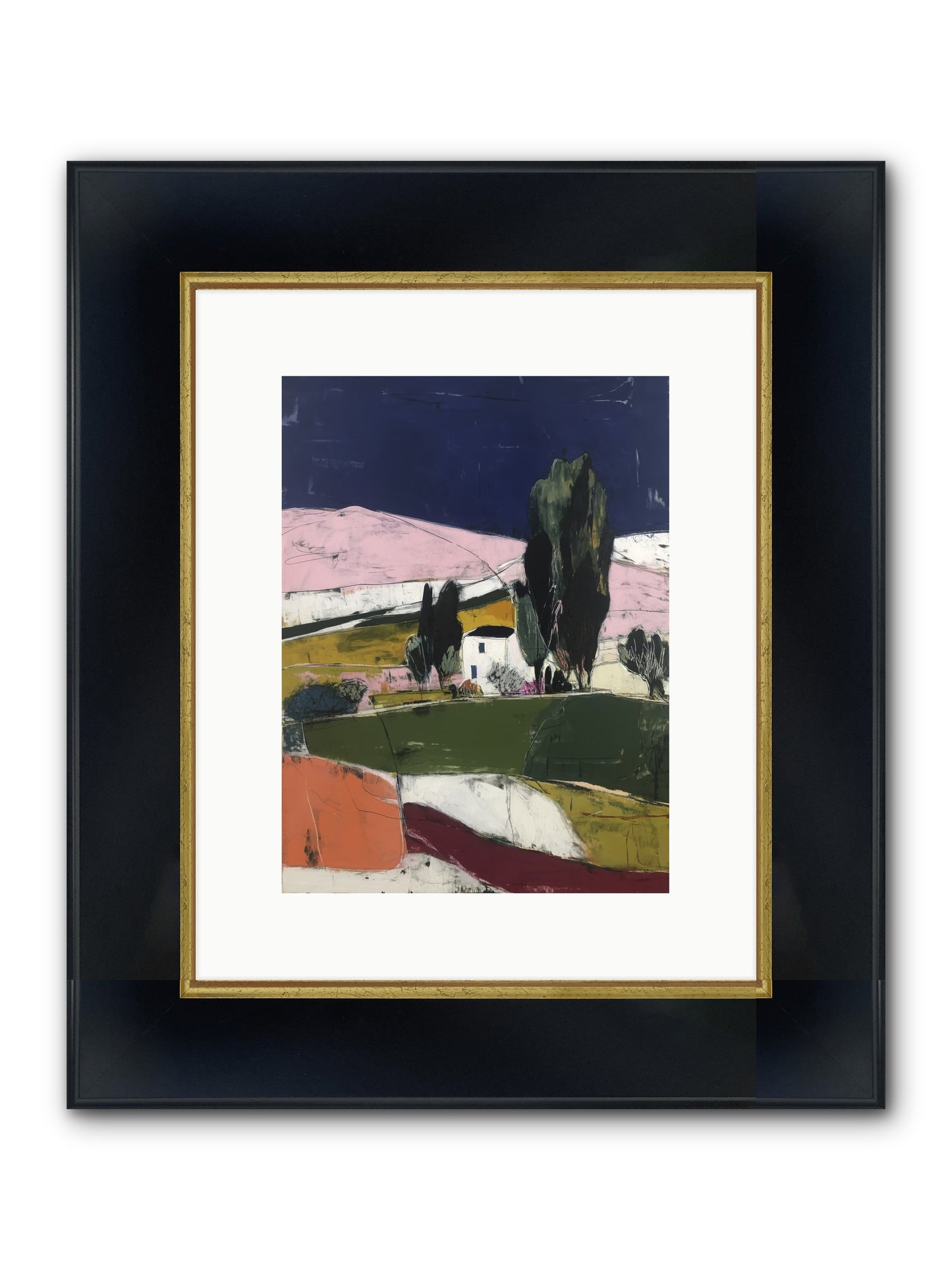 Horizon Of Cypress Framed Print - Wide Black w/Gold 9x12