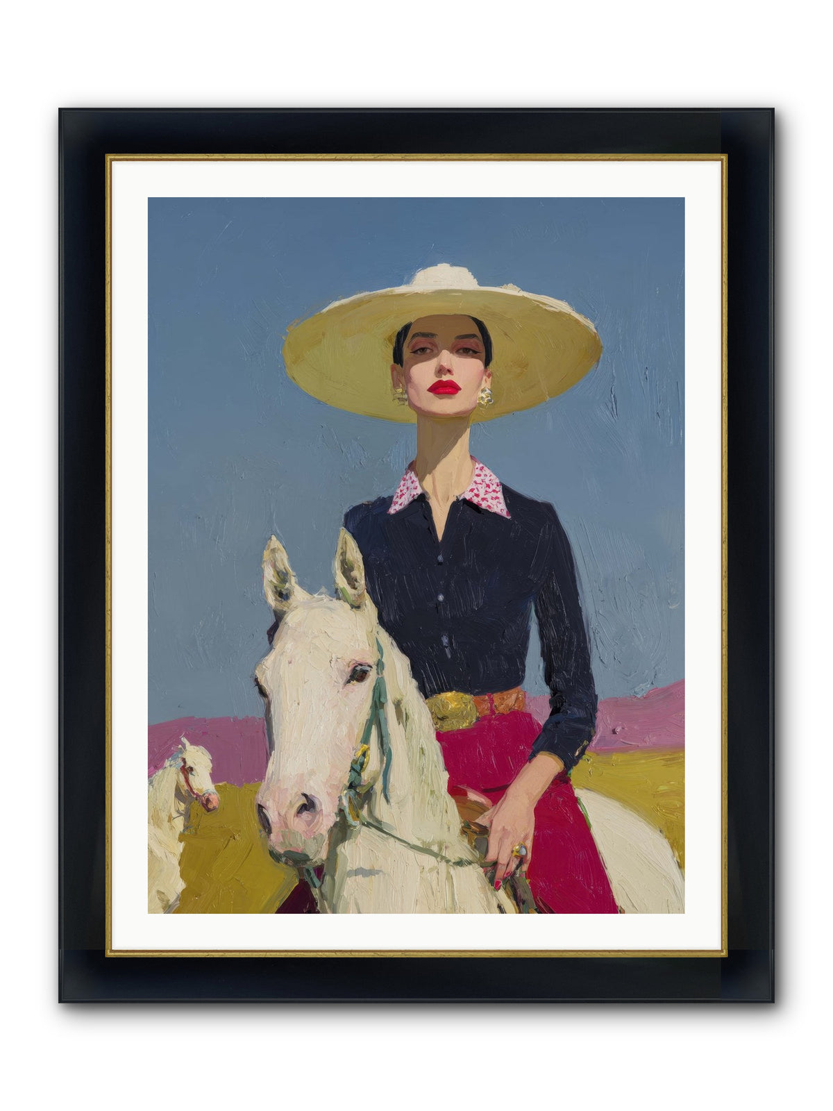 Horizon's Gentle Pull Framed Print - Wide Black w/Gold 30x40