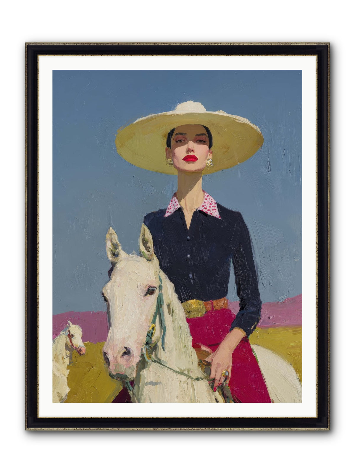 Horizon's Gentle Pull Framed Print - Black & Gold 36x48