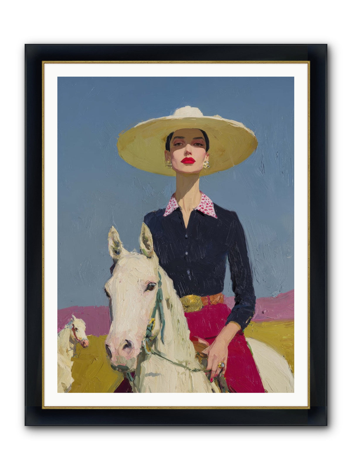 Horizon's Gentle Pull Framed Print - Wide Black w/Gold 36x48