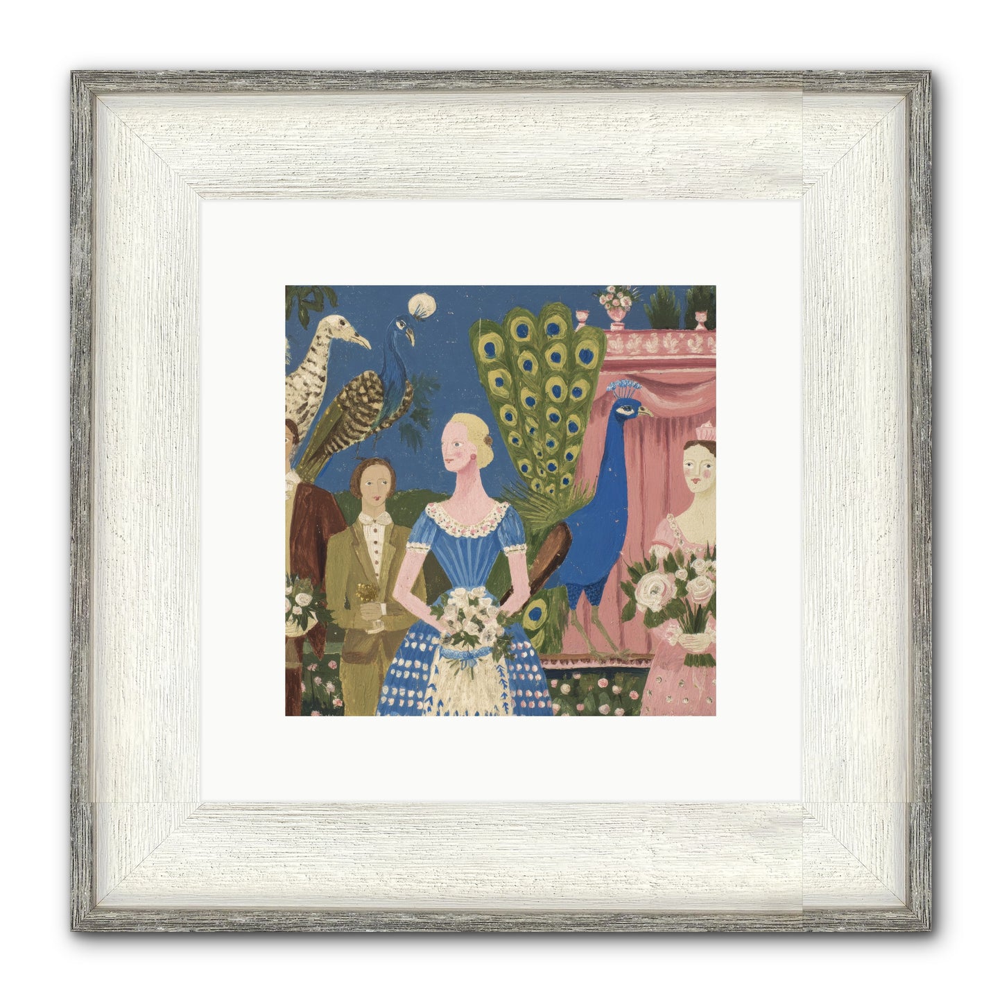 Hydrangea Row House Framed Print - Driftwood White 10x10