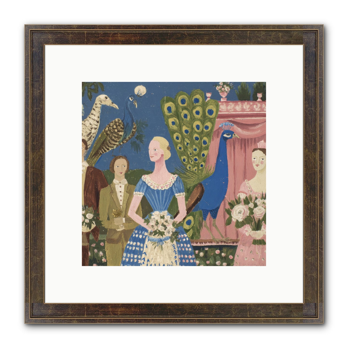 Hydrangea Row House Framed Print - Slimwoods Black/Gold 10x10
