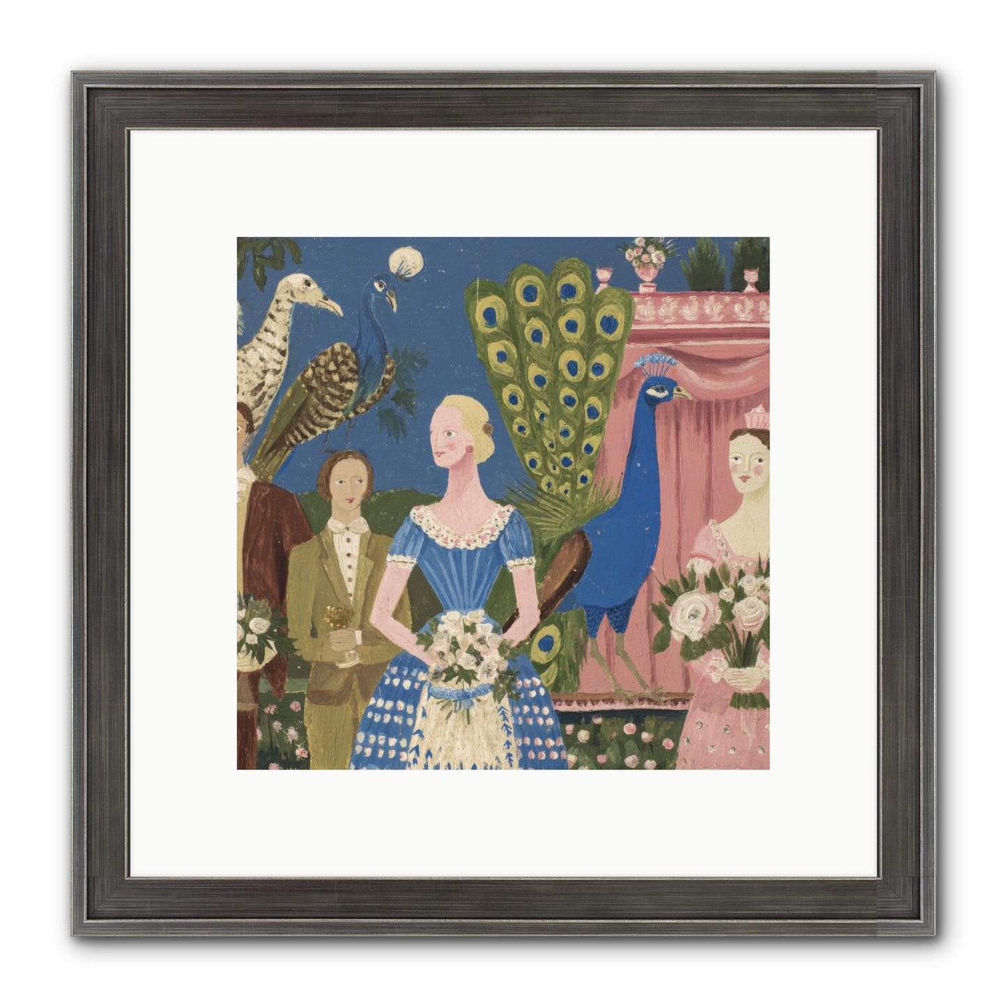 Hydrangea Row House Framed Print - Slimwoods Black/Silver 10x10