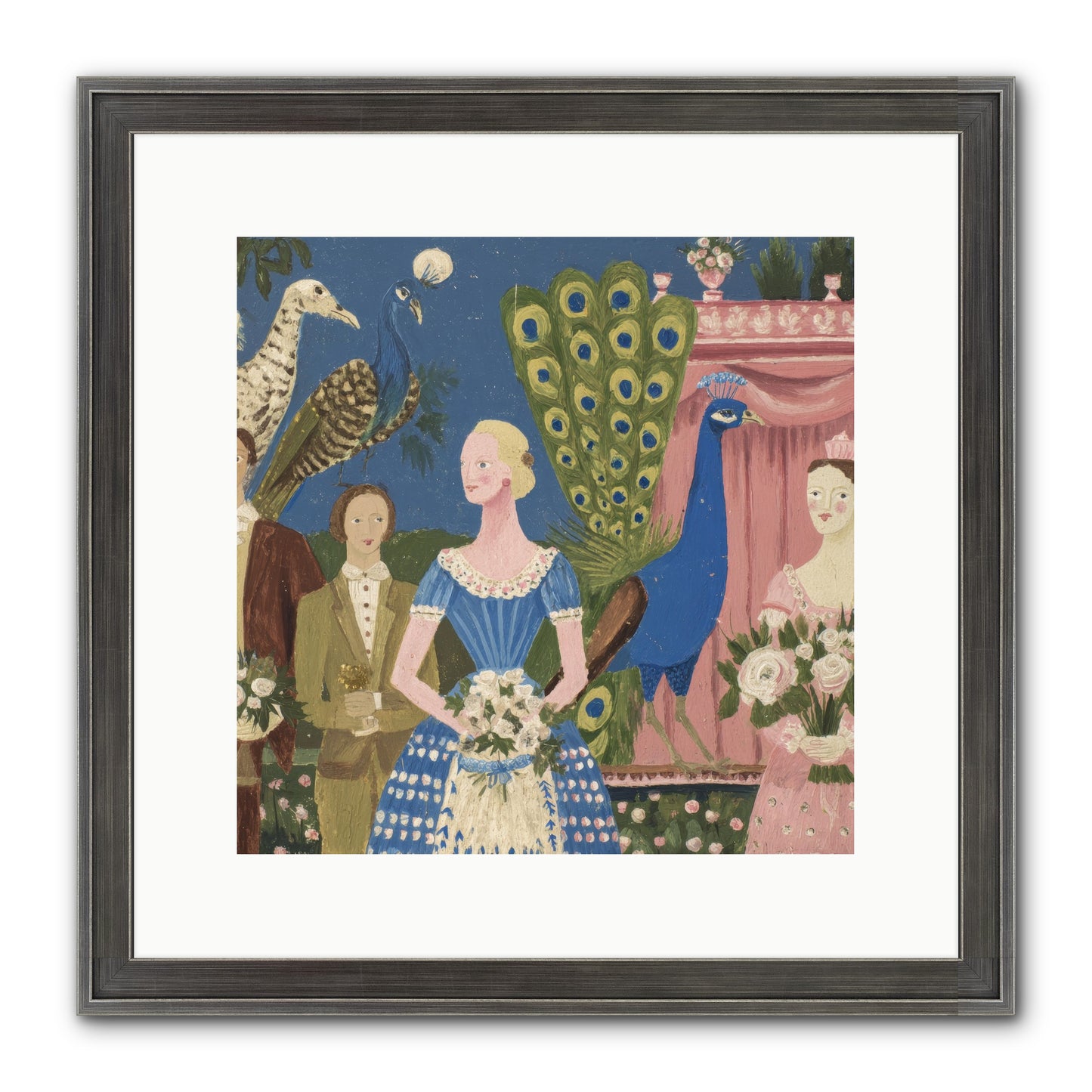 Hydrangea Row House Framed Print - Slimwoods Black/Silver 12x12