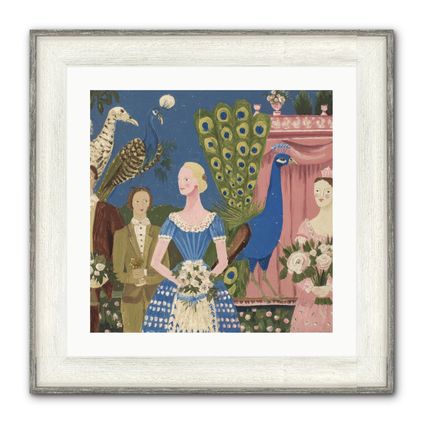 Hydrangea Row House Framed Print - Driftwood White 20x20