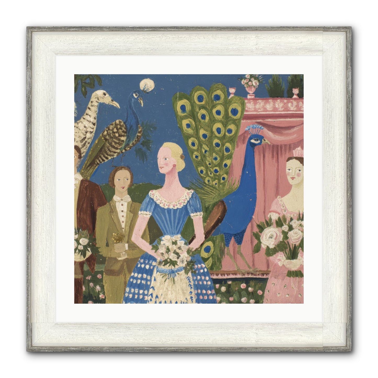Hydrangea Row House Framed Print - Driftwood White 24x24