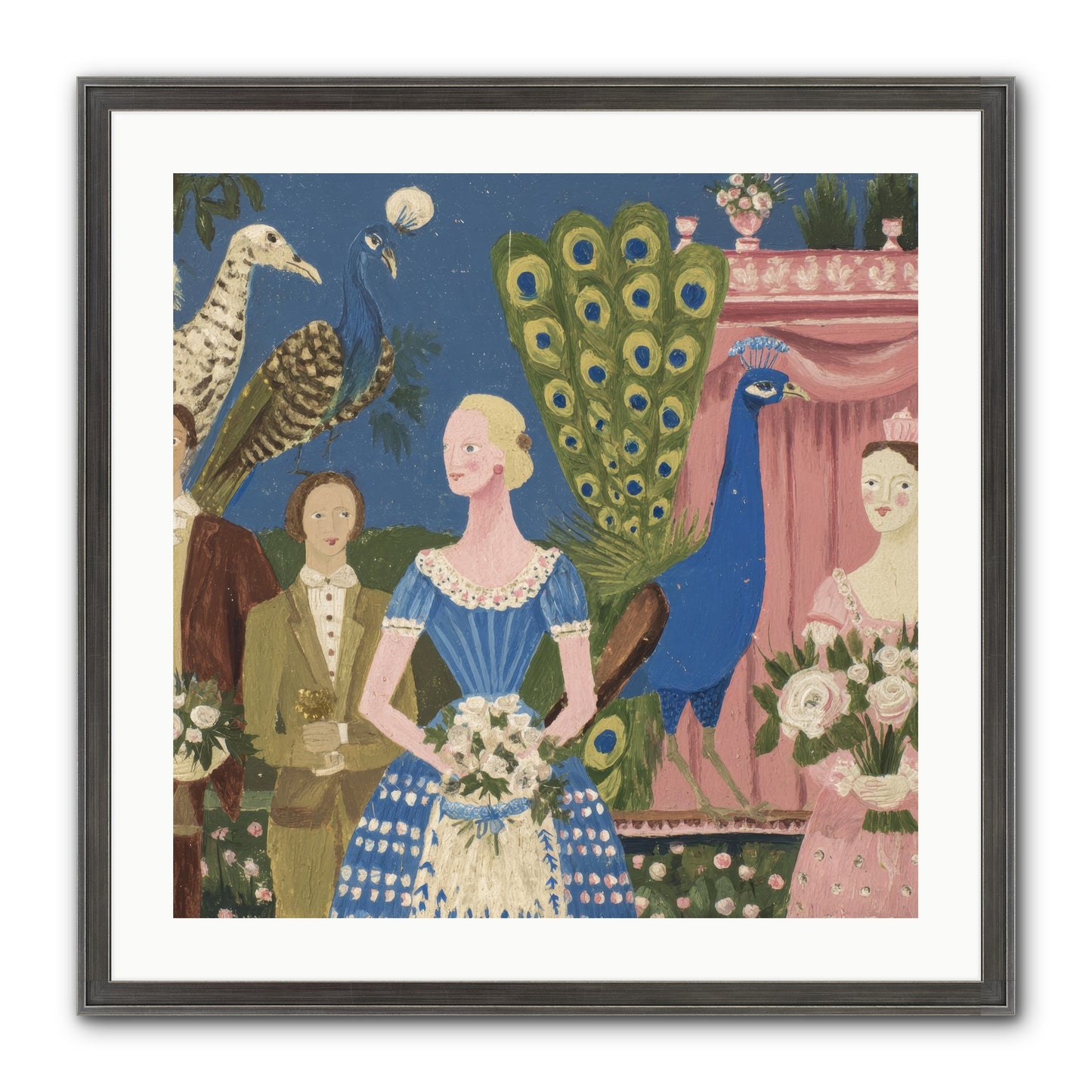 Hydrangea Row House Framed Print - Slimwoods Black/Silver 24x24