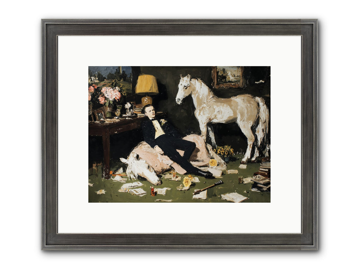 Idle Has Its Own Uniform Framed Print - Slimwoods Black/Silver 12x9