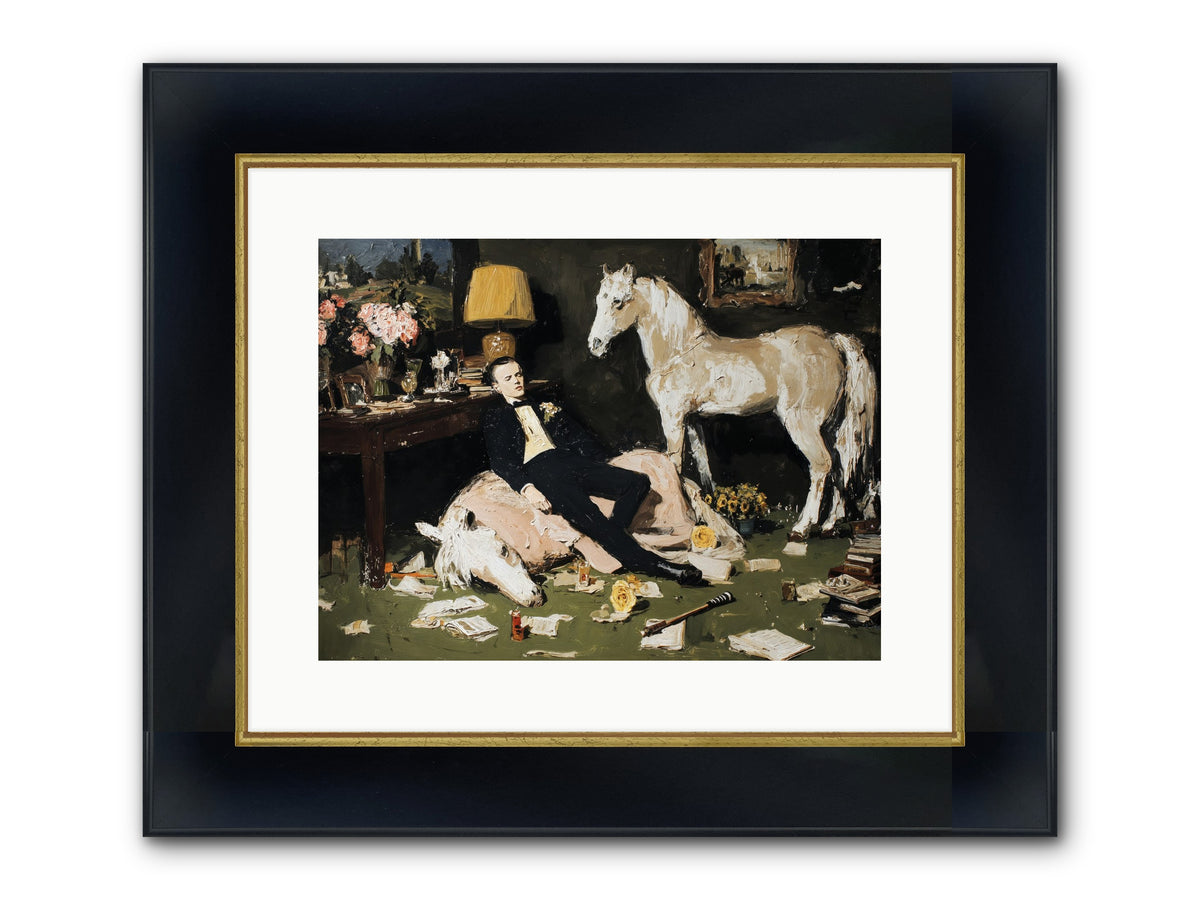 Idle Has Its Own Uniform Framed Print - Wide Black w/Gold 16x12
