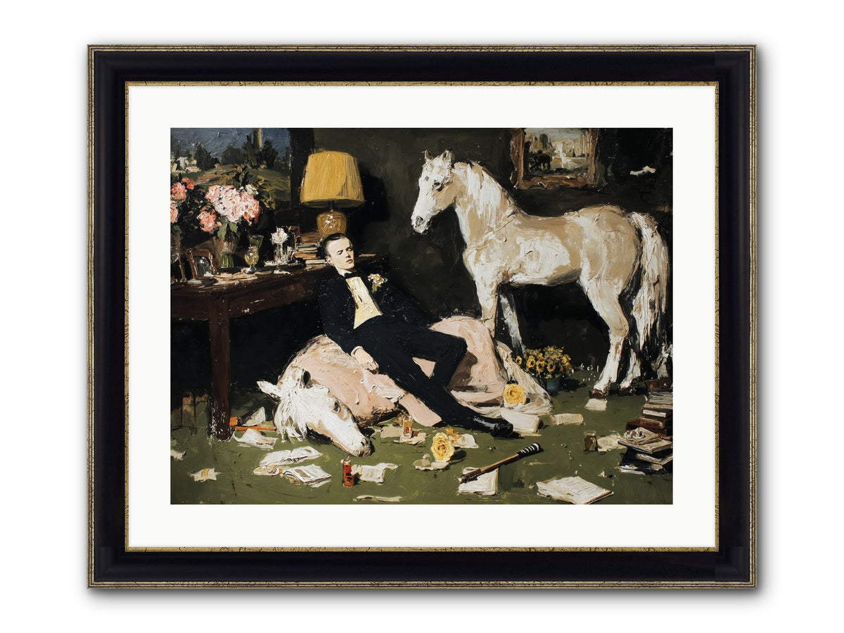 Idle Has Its Own Uniform Framed Print - Black & Gold 24x18