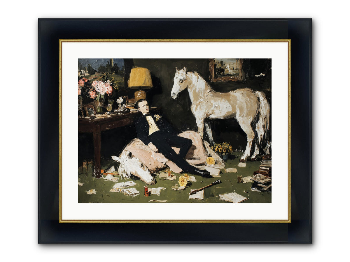 Idle Has Its Own Uniform Framed Print - Wide Black w/Gold 24x18
