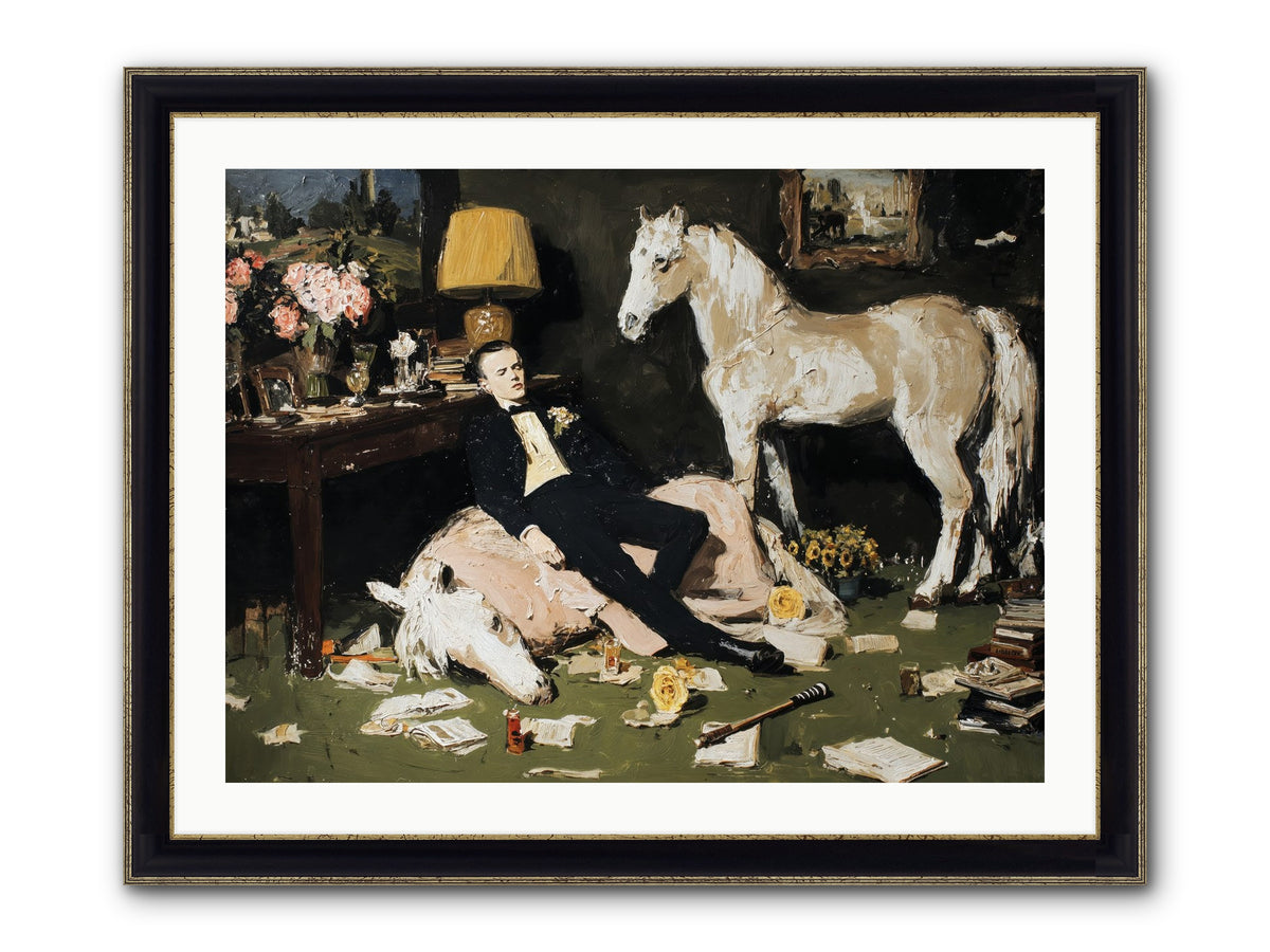 Idle Has Its Own Uniform Framed Print - Black & Gold 32x24
