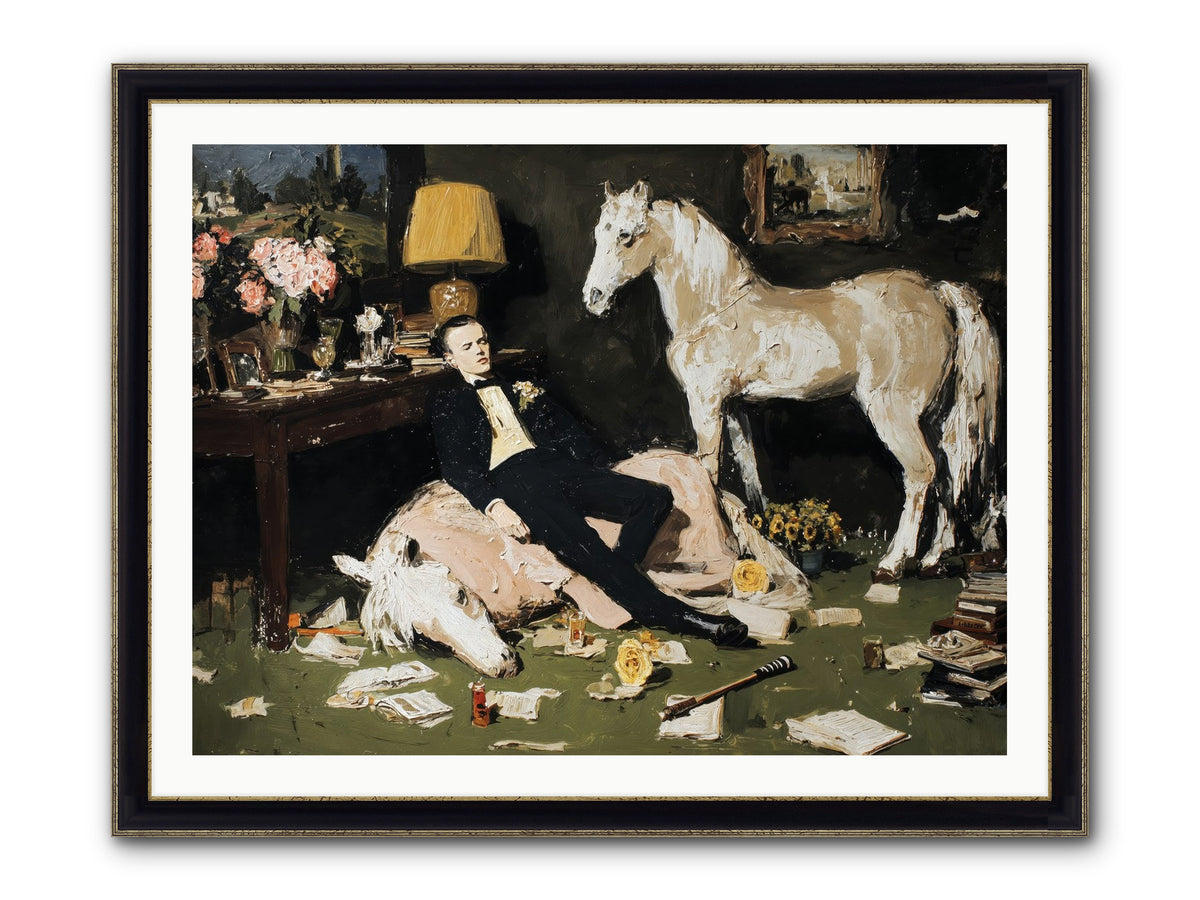 Idle Has Its Own Uniform Framed Print - Black & Gold 40x30