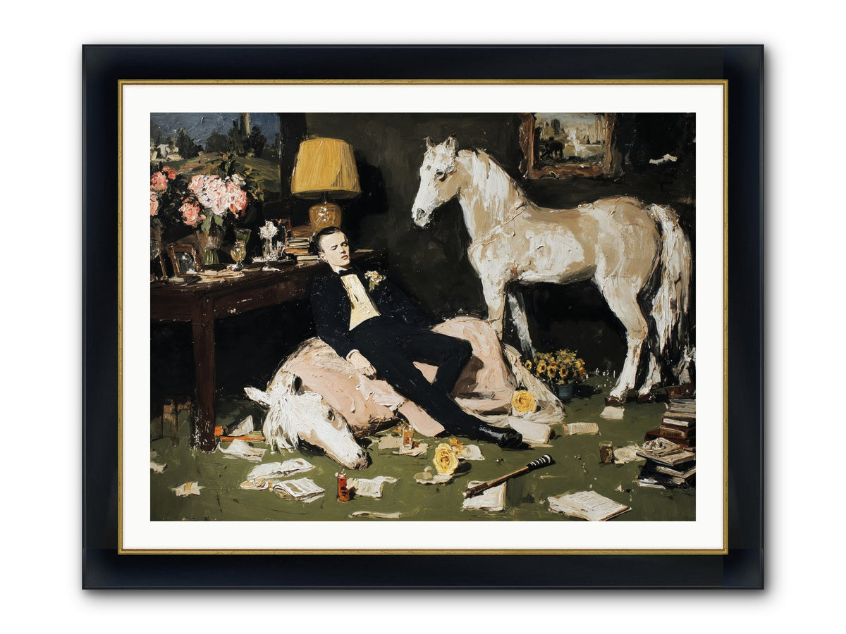 Idle Has Its Own Uniform Framed Print - Wide Black w/Gold 40x30