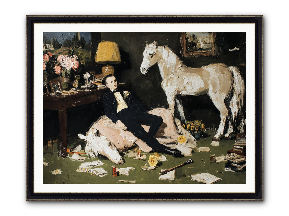 Idle Has Its Own Uniform Framed Print - Black & Gold 48x36