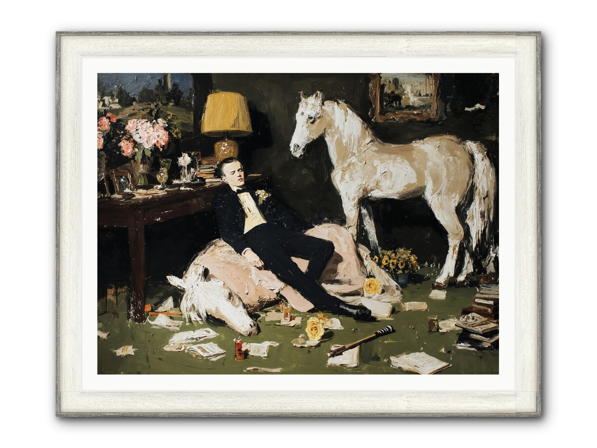Idle Has Its Own Uniform Framed Print - Driftwood White 48x36