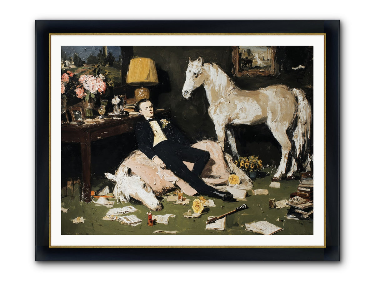 Idle Has Its Own Uniform Framed Print - Wide Black w/Gold 48x36