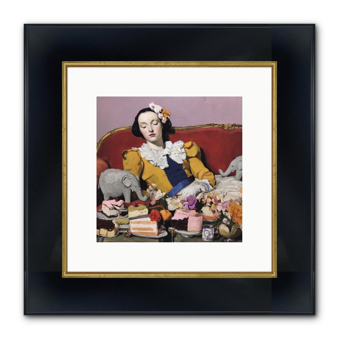 In Corners of Remembering Framed Print - Wide Black w/Gold 10x10